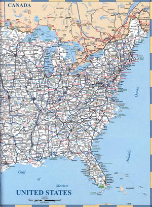 Road map eastern USA
