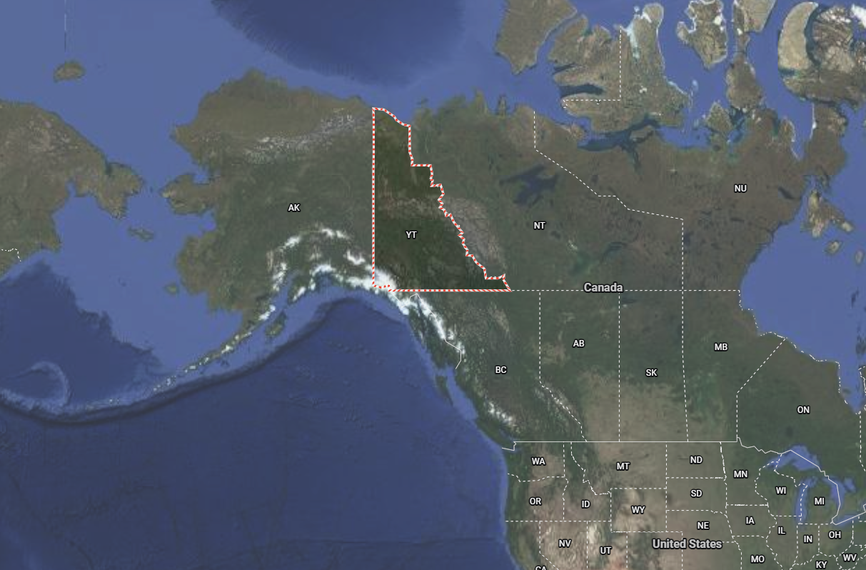Where is the Canadian province of Yukon on the world map?