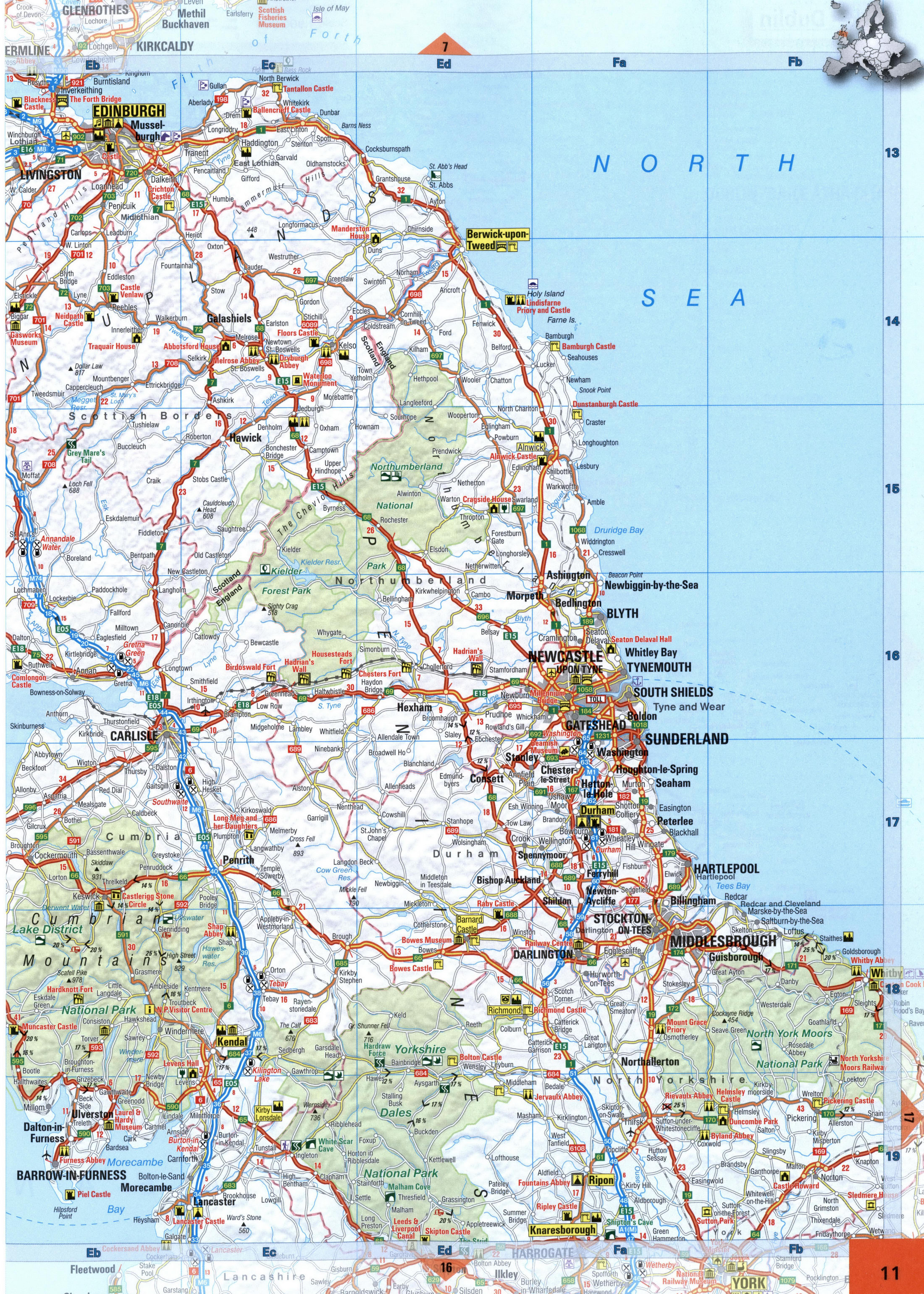 map of England on the North Sea coast
