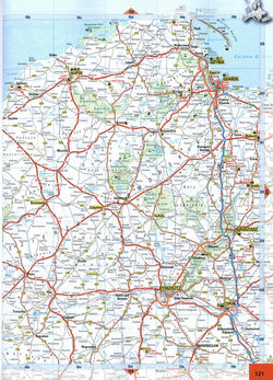 Map of roads in the region of Gdynia, Gdansk, Slupsk, Torun, Bydgoszcz, Grudziadz in northern Poland.