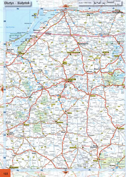 Map of roads in the region of Elblag, Olsztyn, Ketrzyn, Wloclawek, Bartoszyce in northeastern Poland.