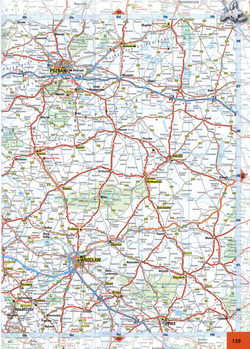 Map of roads in the region of Poznan, Wroclaw, Opole, Kalisz in central Poland