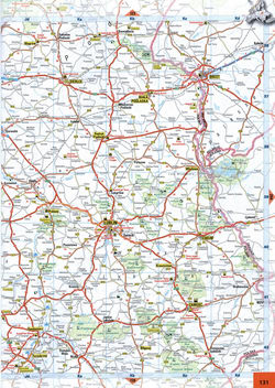 Map of roads in the region of Lublin, Siedlce, Zamosc, Chelm in western Poland on the border with Belarus