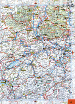 map Schweiz Suisse with cities and roads