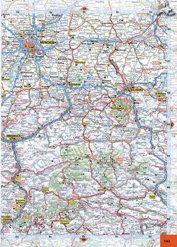 143 Road map of Austria. Map region Munchen, Innsbruck, Salzburg, Rosenheim in Germany and Austria
