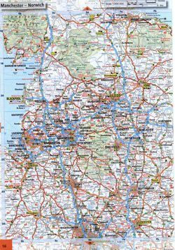 Road map of West England. Detailed map of the West England with cities and roads