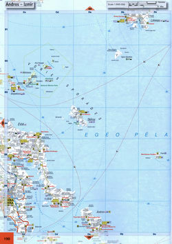 Road map of Skiros, Andros islands in Greece