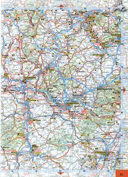Map of roads in the region of the cities of Luxembourg, Metz, Nancy, Trier, Koblenz, Saarbrucken in France and Germany