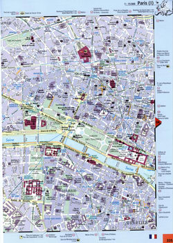 Detailed map of Paris around Invalides, Concorde, Jardin des Tuileries
