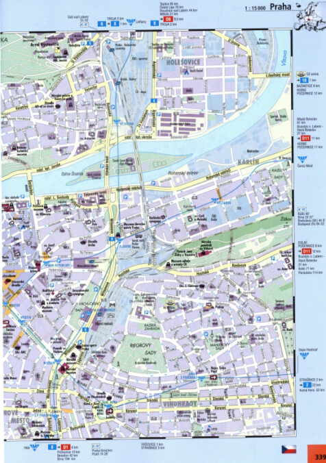 map of east Prague Praga Praha