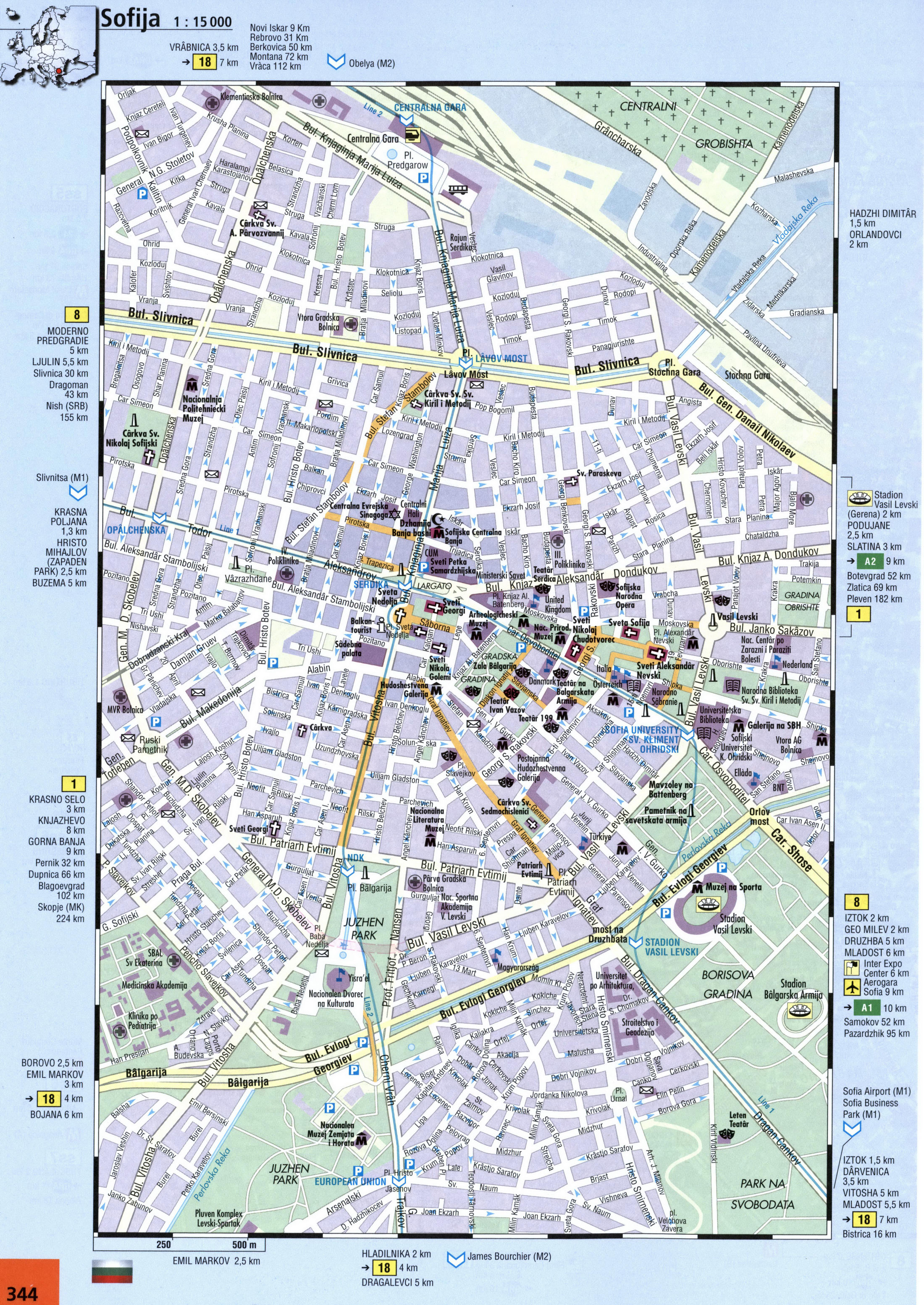 street map of Sofia Sophia capital of Bulgaria