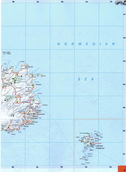 map of east Iceland. Map of the eastern part of Iceland with cities and roads