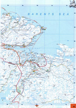 Road map of Northern Finland