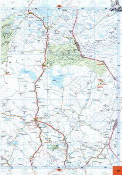 map of North Finland. Map of northern Finland in the region of Salla, Pokka, Sodankyla, Pelkosenniemi