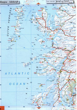 Detailed map of west Scotland. Detailed map of the west of Scotland with cities and roads