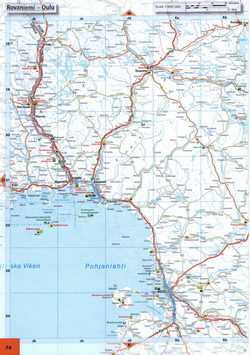 map North Finland. Map of Finland in the region of the towns of Kemi, Oulu, Tornio on the Gulf of Bothnia