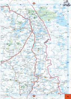 map Northern Finland. Map of Finland in the Kuusamo, Puolanka, Hyrynsalmi, Suomussalmi region