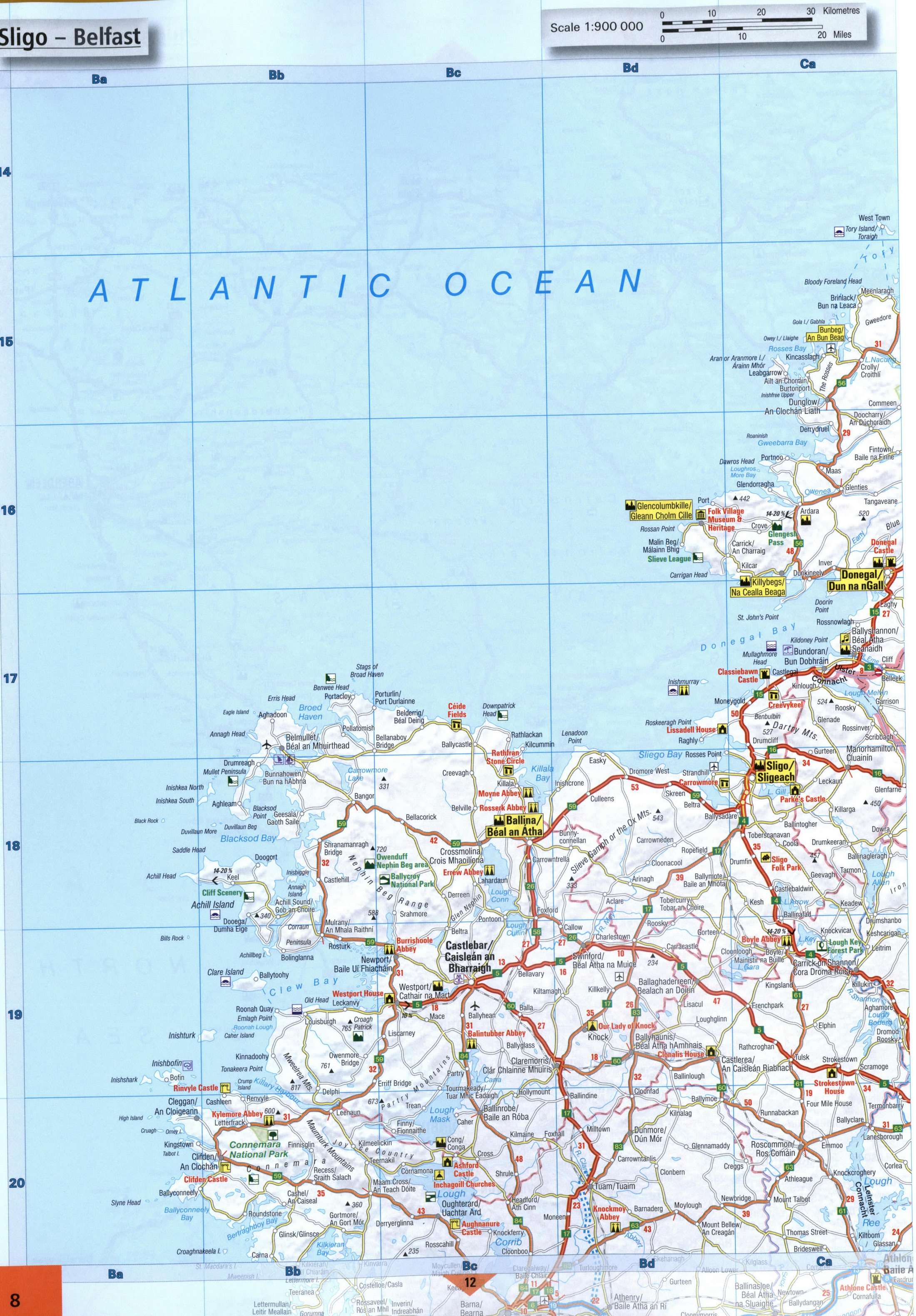 map of Donegal Bay and Clew Bay in Ireland