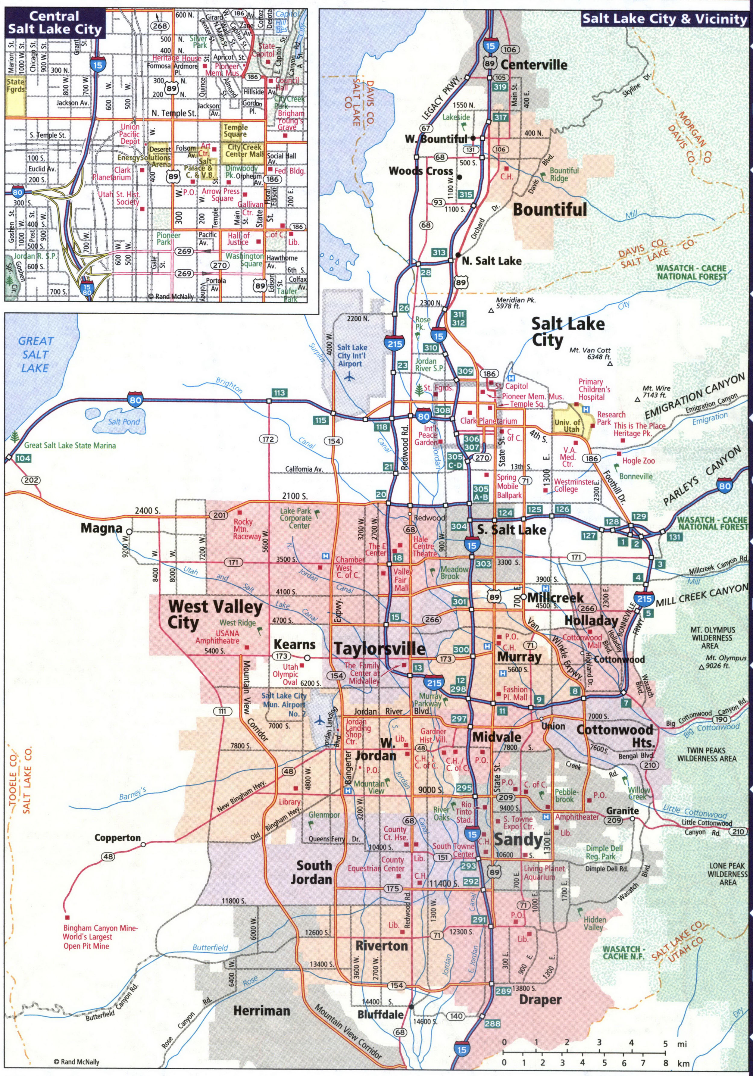 Map of Salt Lake City area