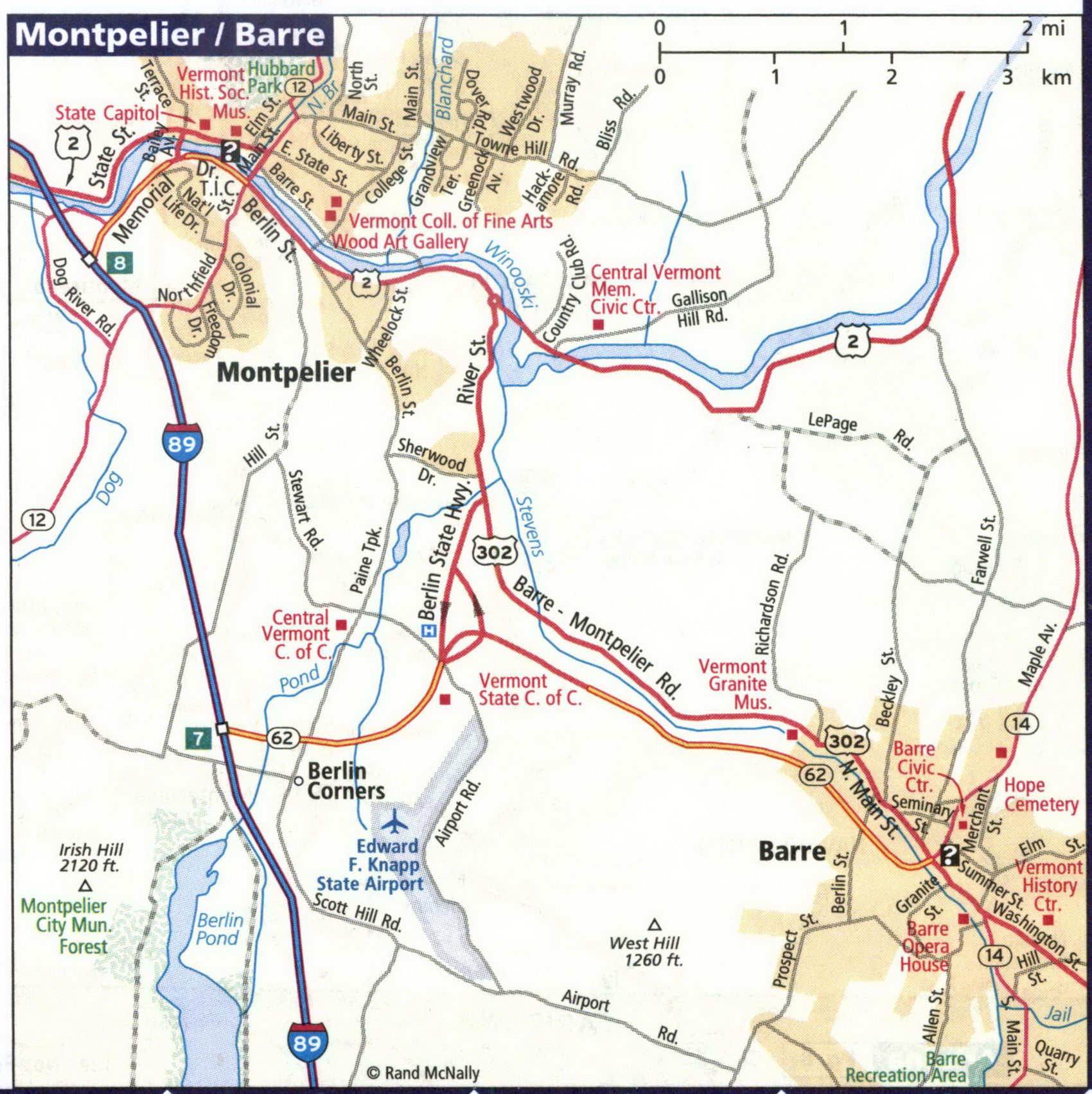 Map of Montpelier and Barre