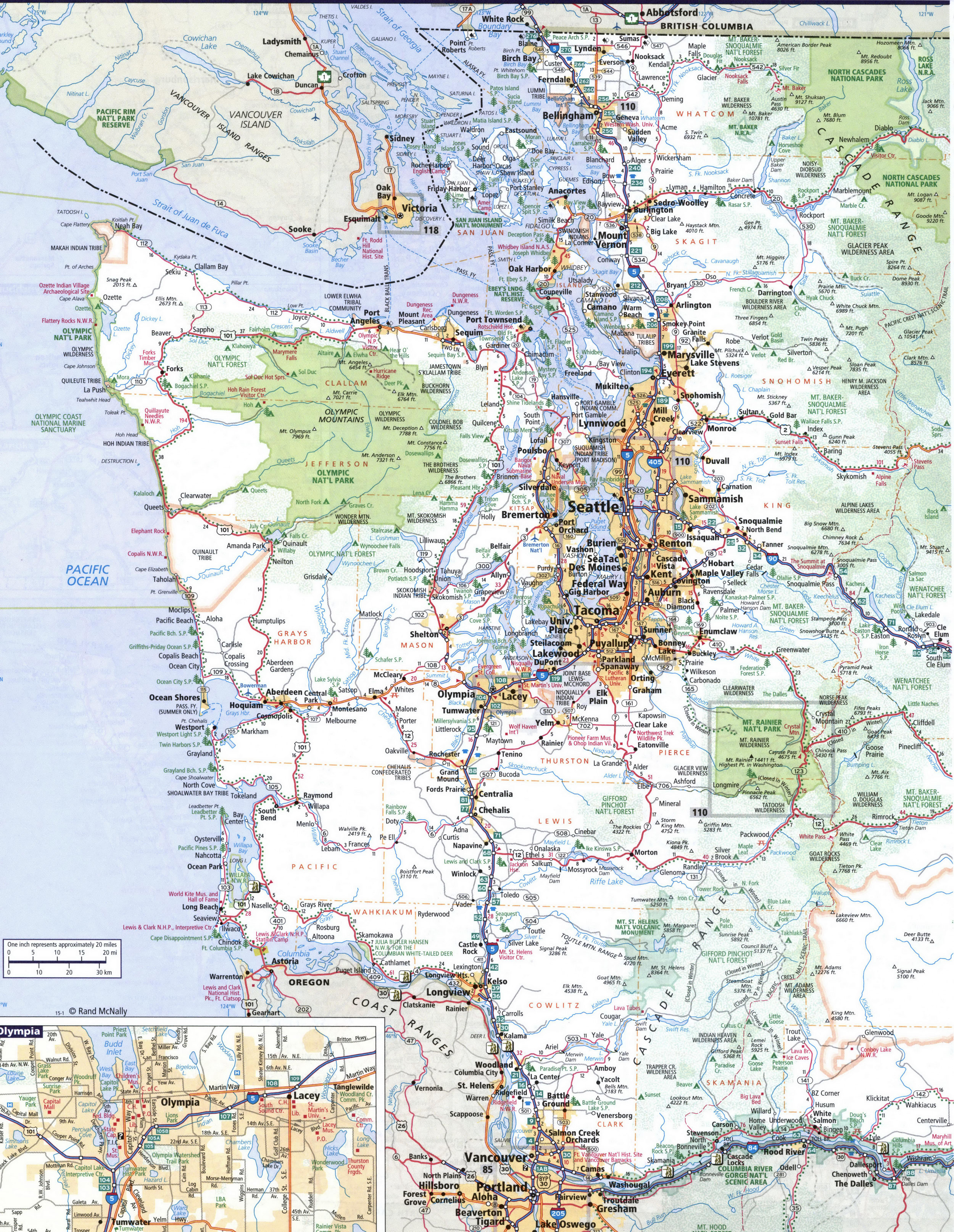 Map of Washington state western path