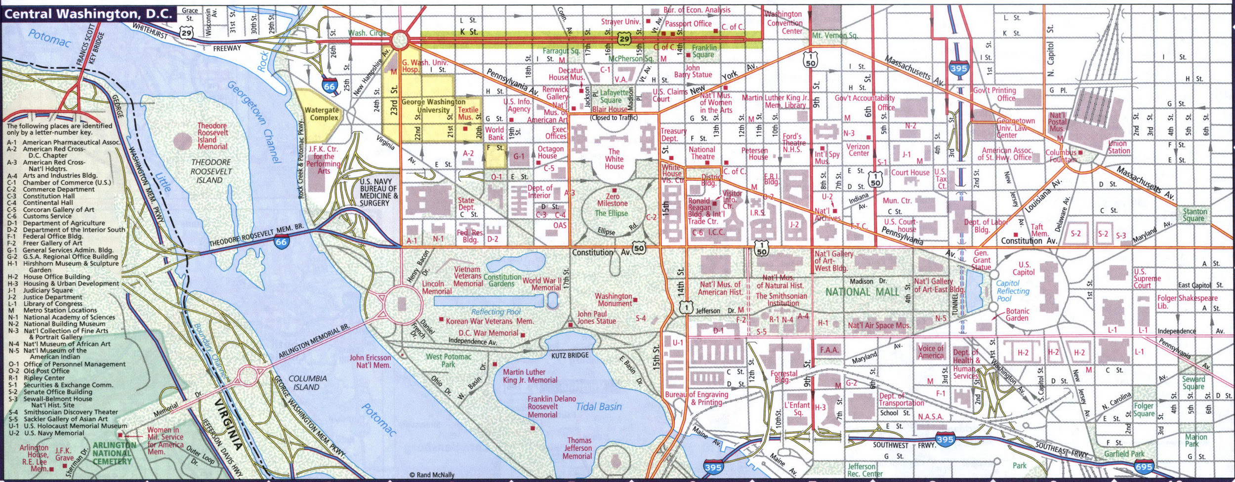 Map of central Washington DC