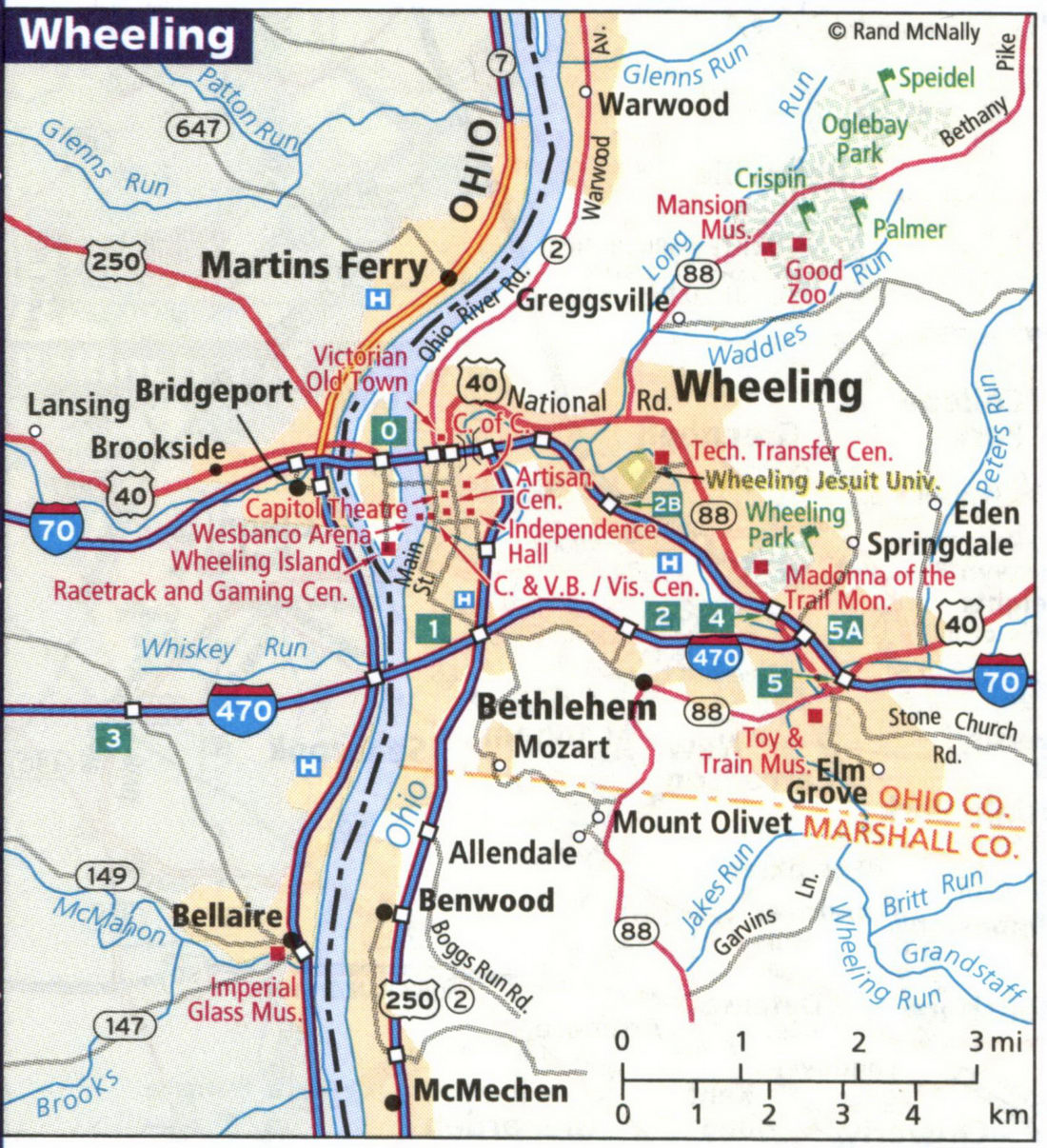 Maps Cities WV Charleston, Huntington, Morgantown, Wheeling - atlas USA