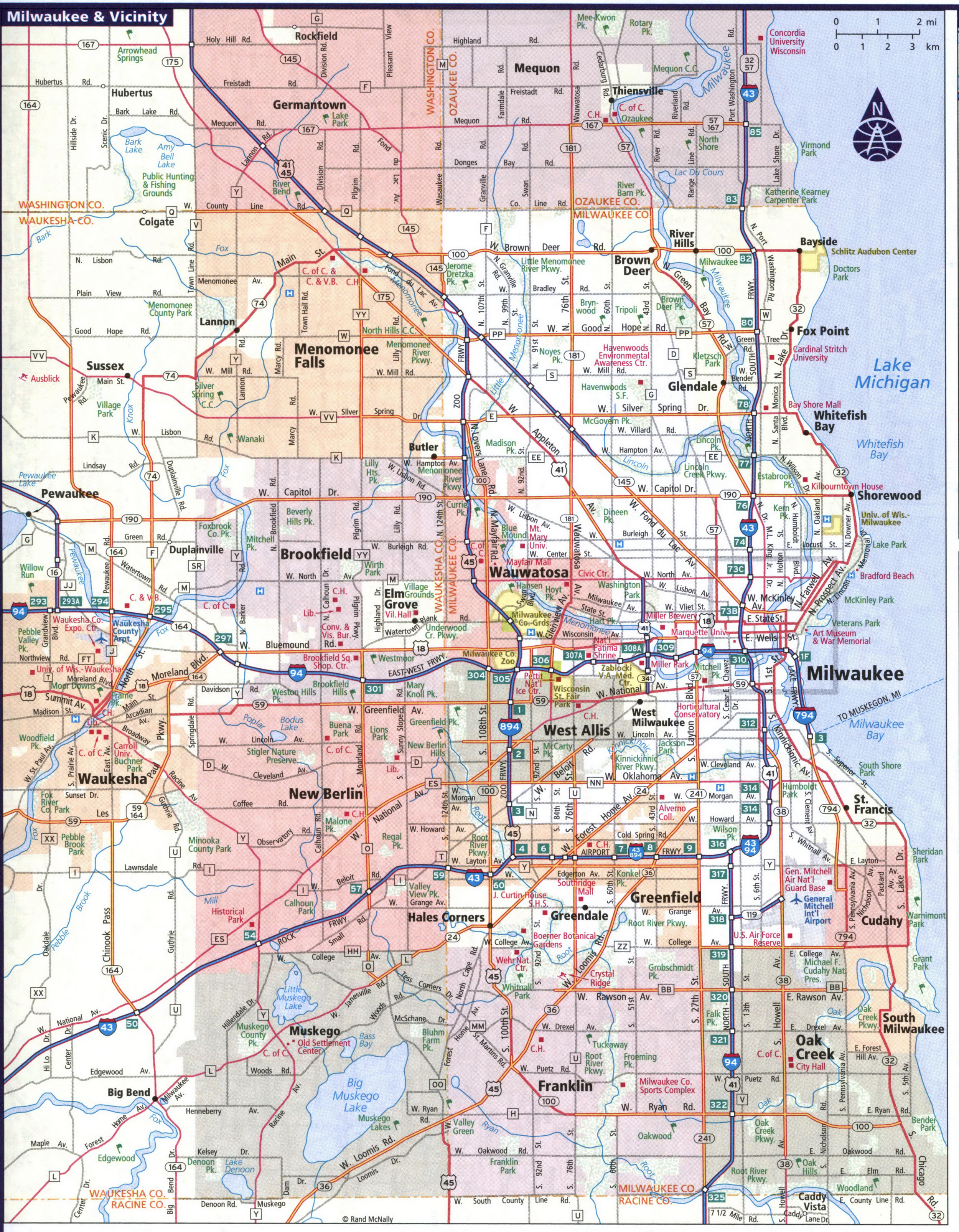 Map of Milwaukee area