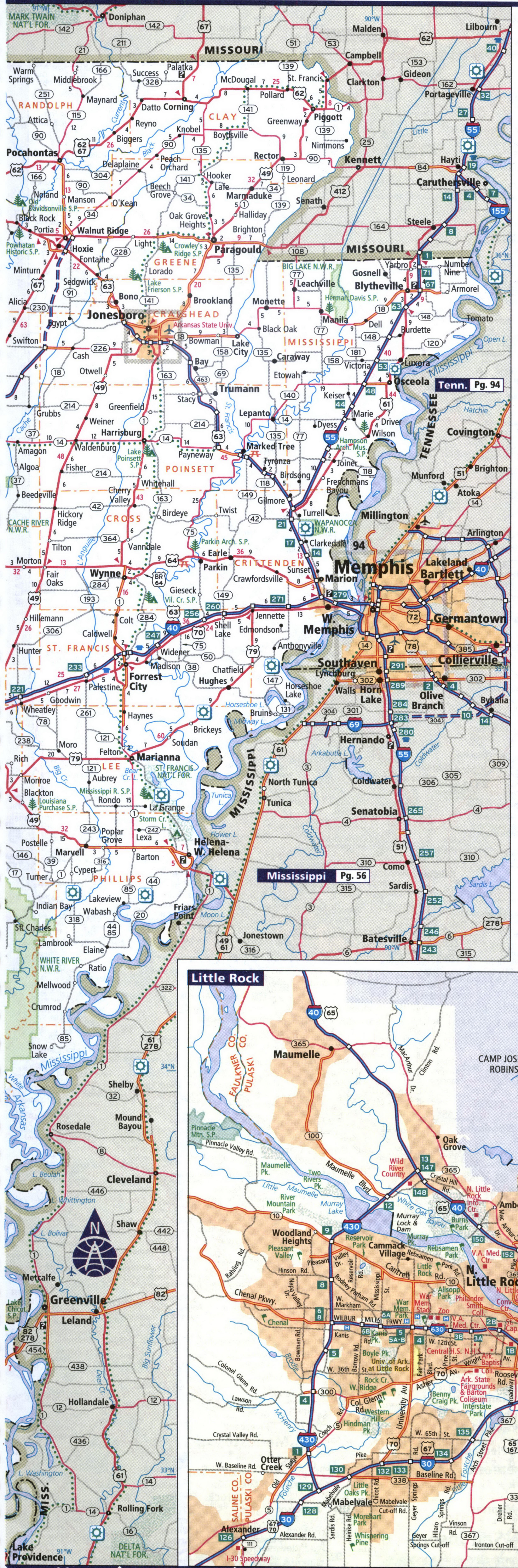 Map of eastern Arkansas