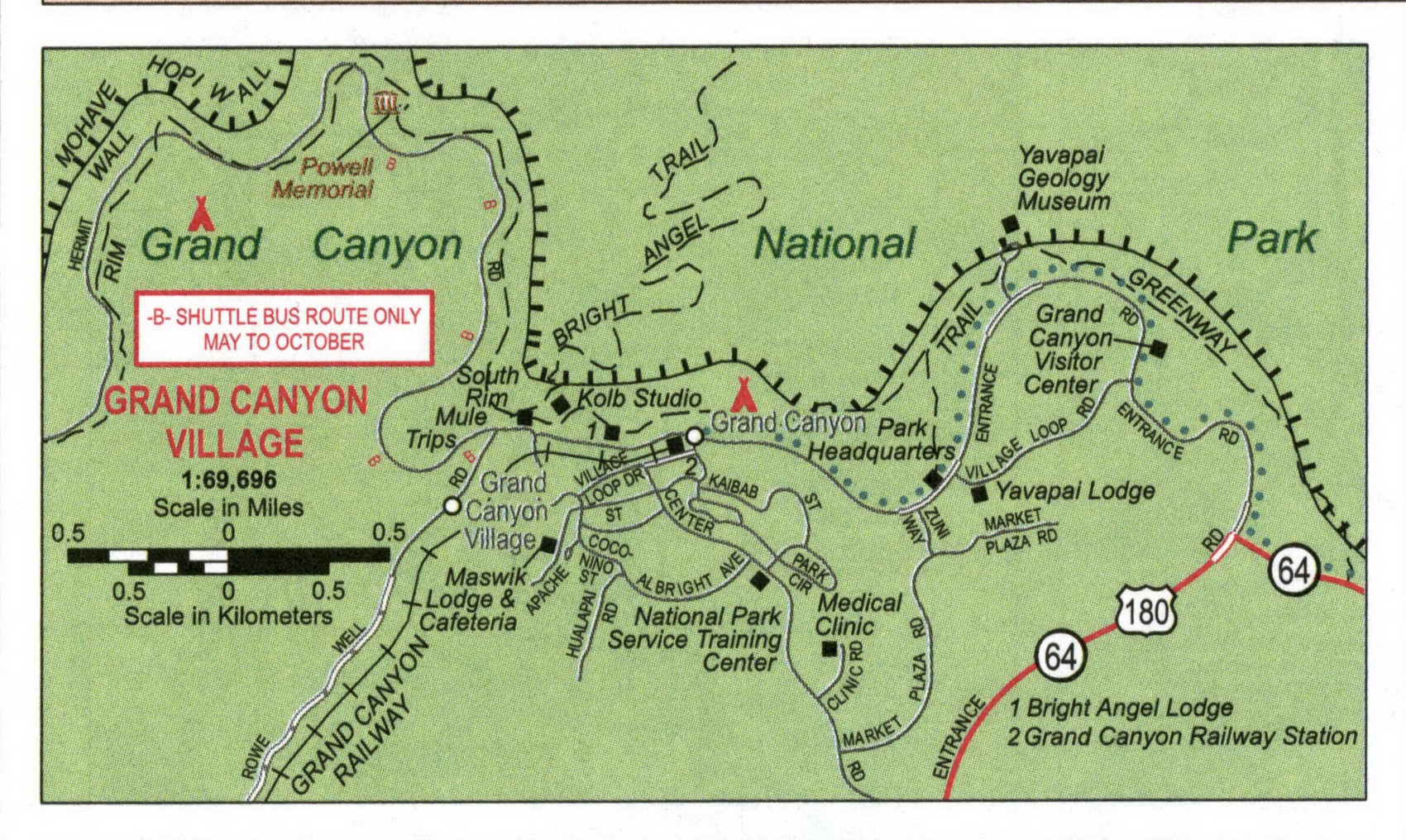 Map of Grand Canyon Village