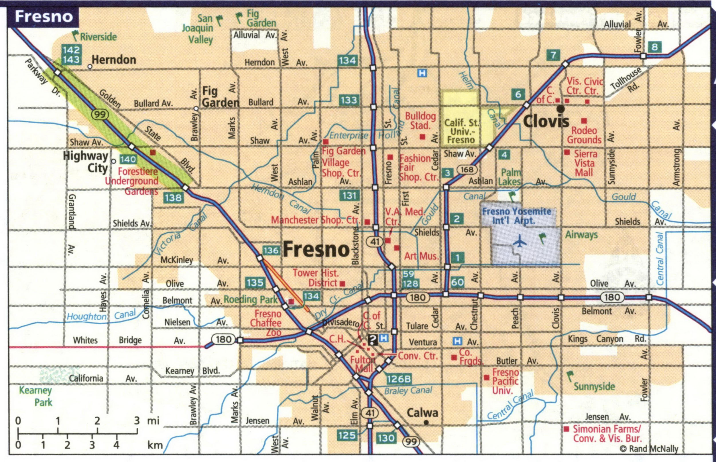 Map of Fresno city
