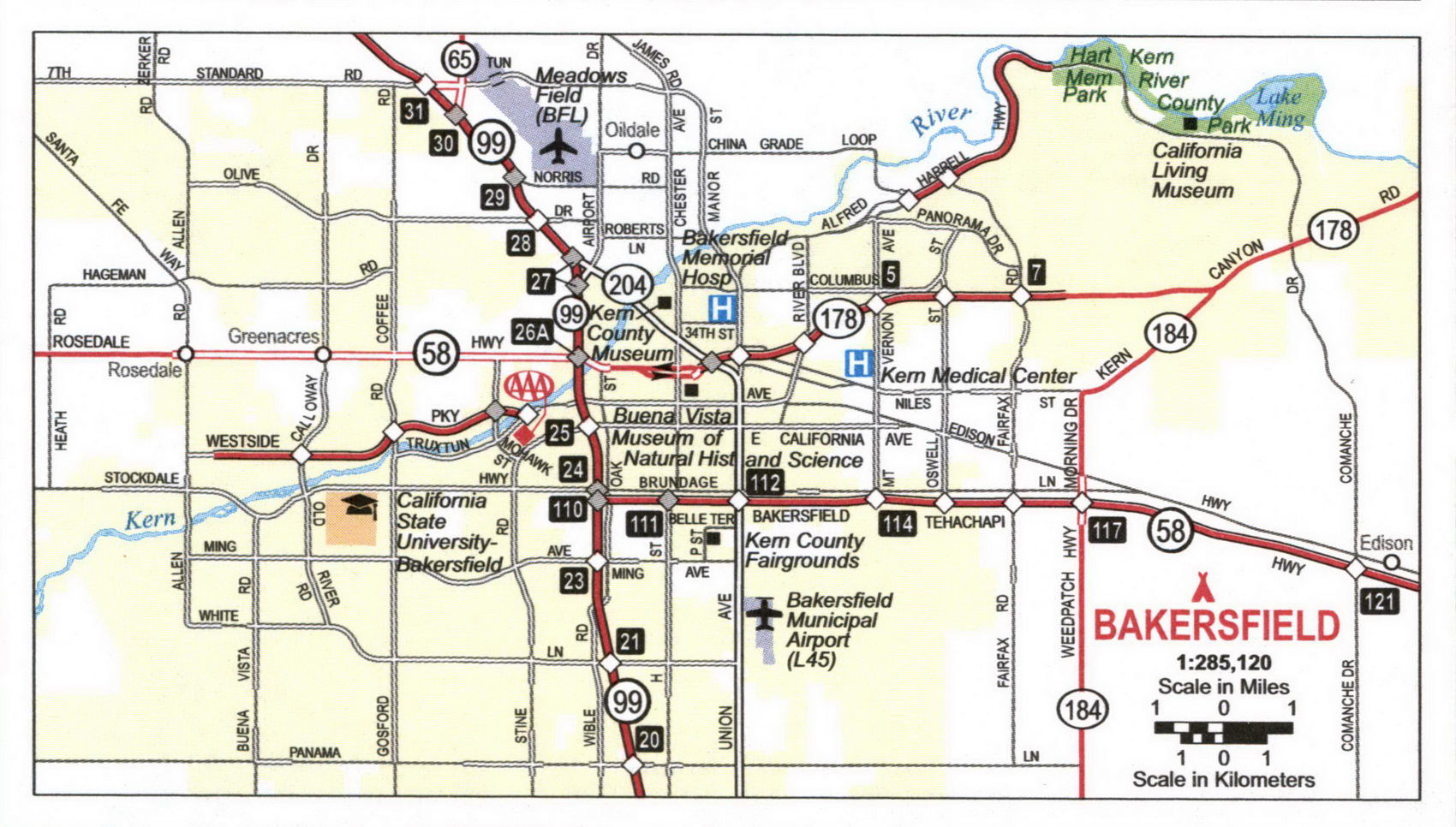 Map of Bakersfield