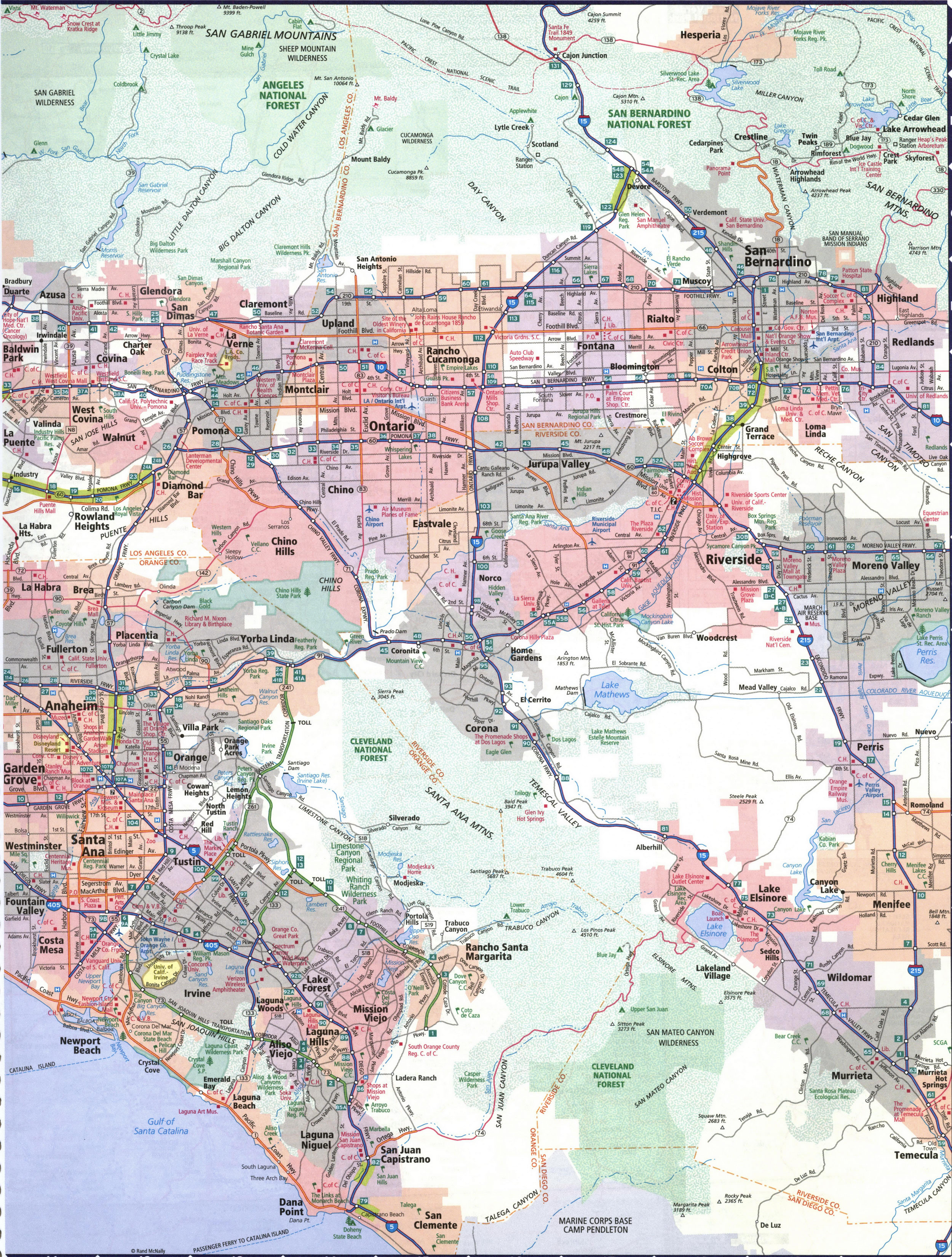 Map of eastern Los Angeles area