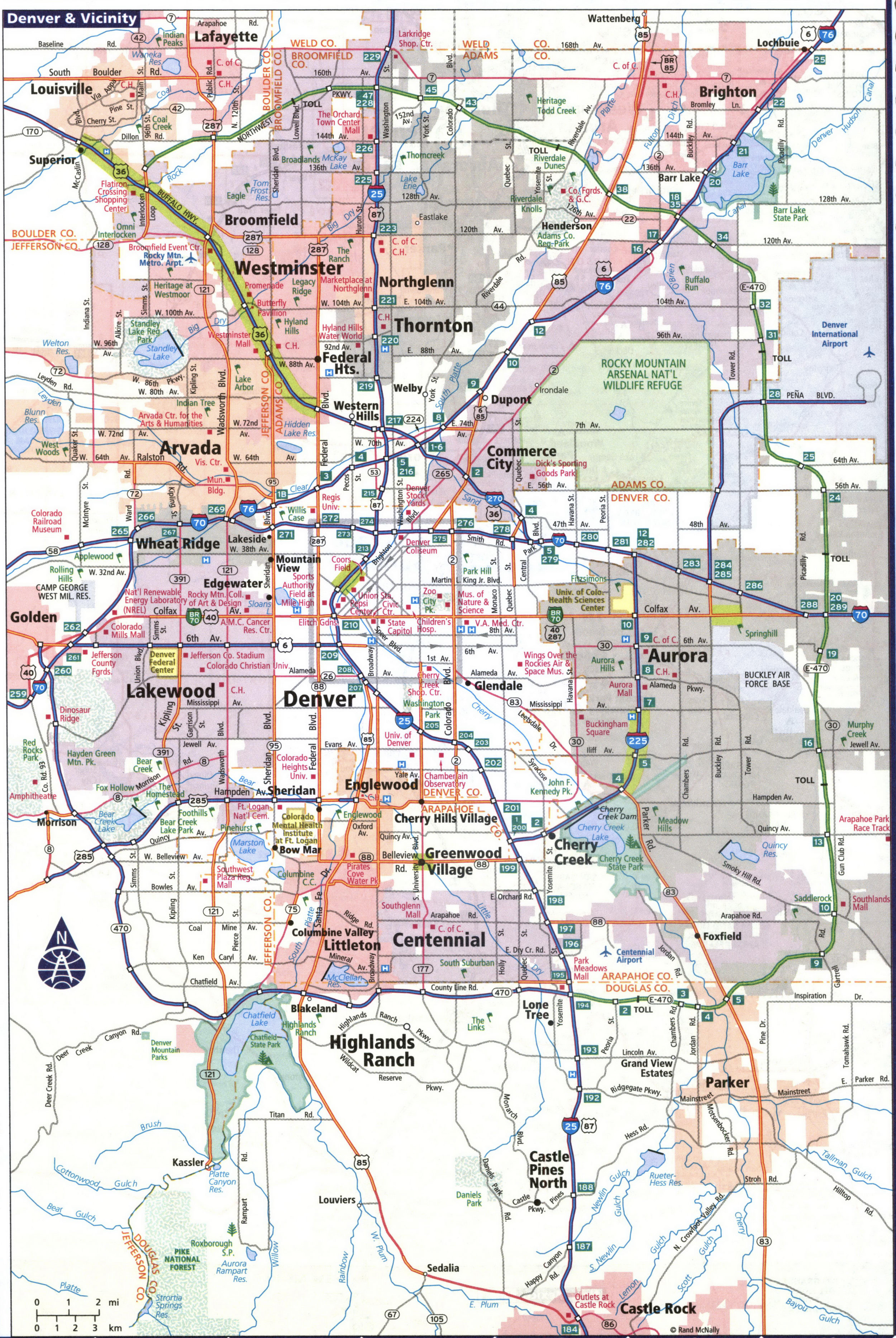 Map of Denver and vicinity