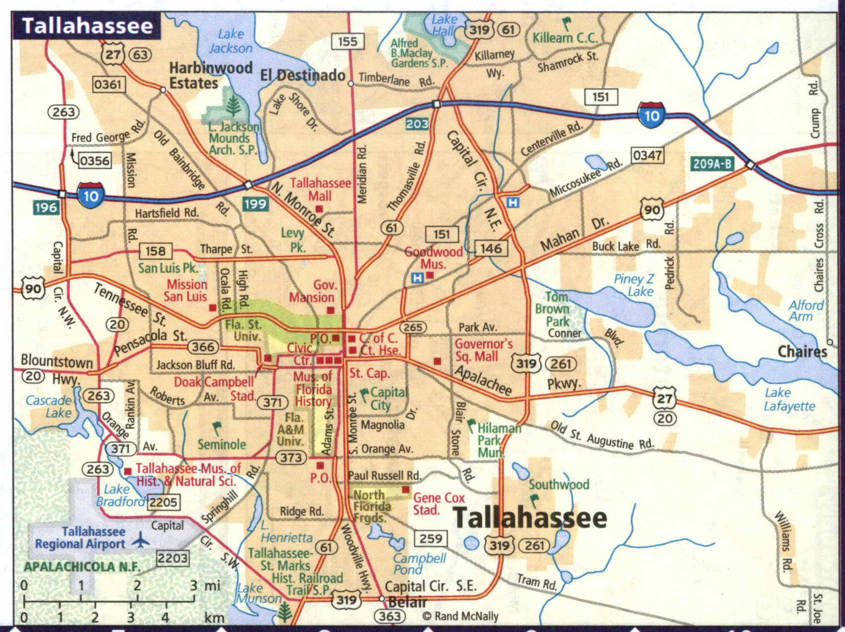Map of Tallahassee, FL