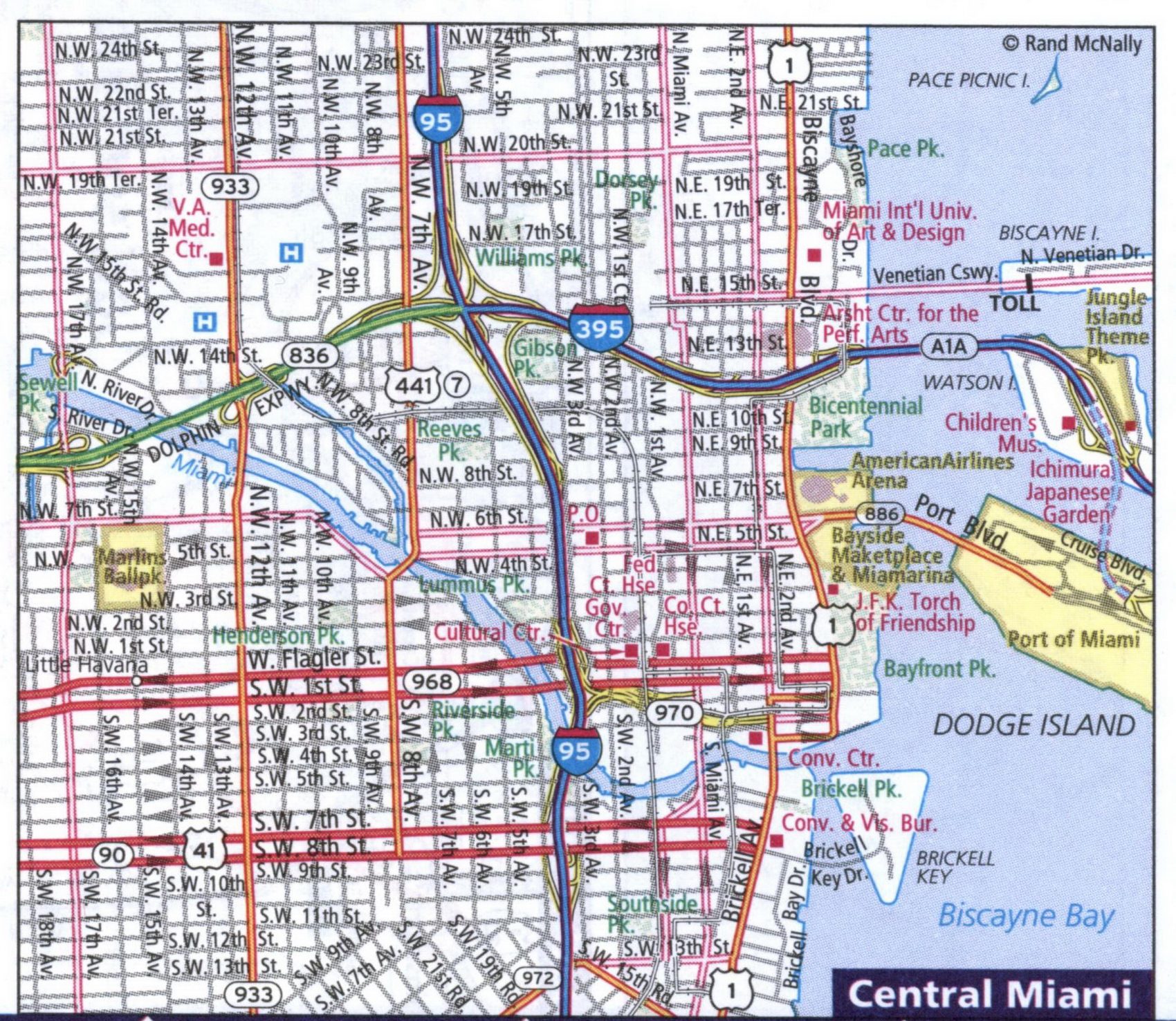 Map of central Miami