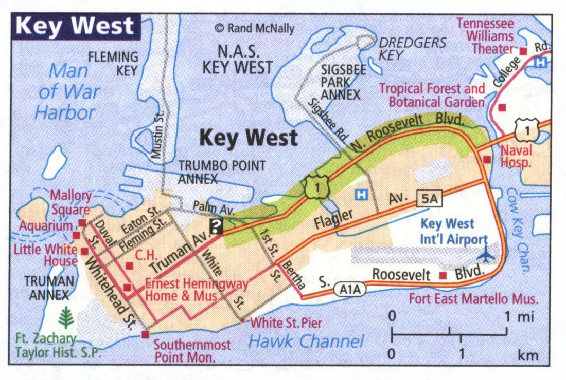 Map of Key West, FL