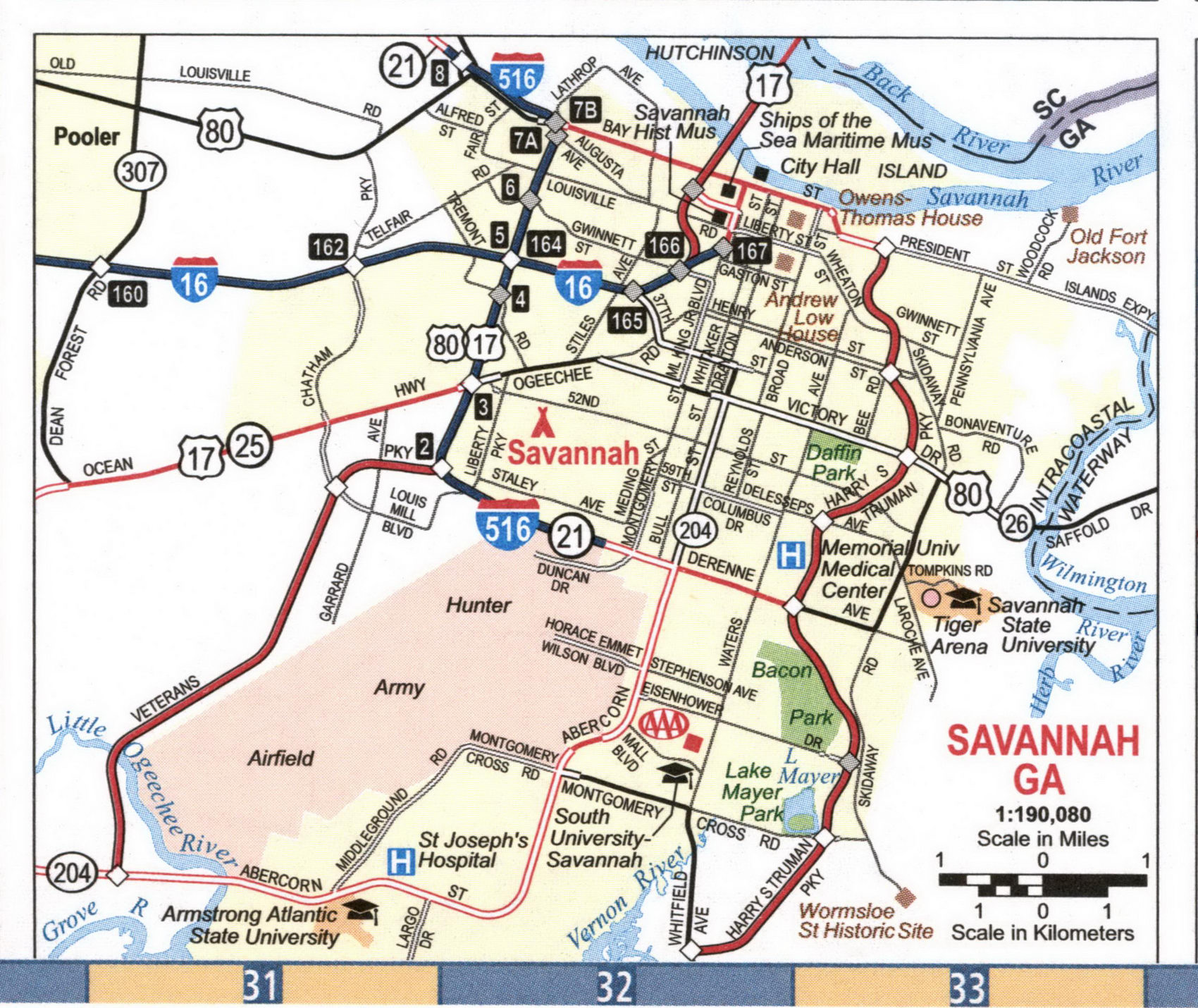 Map of Savannah GA