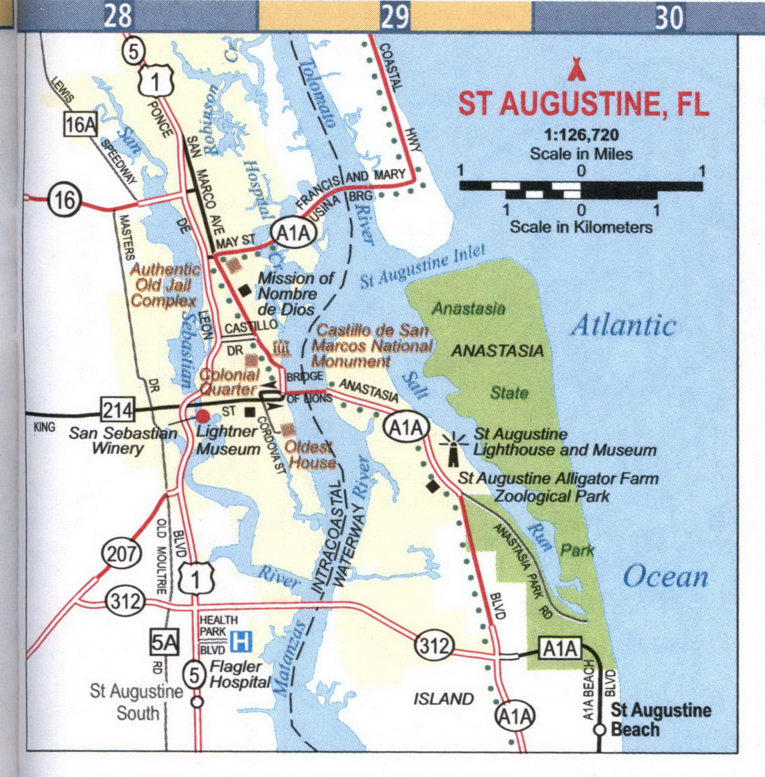 Map of St Augustine, FL