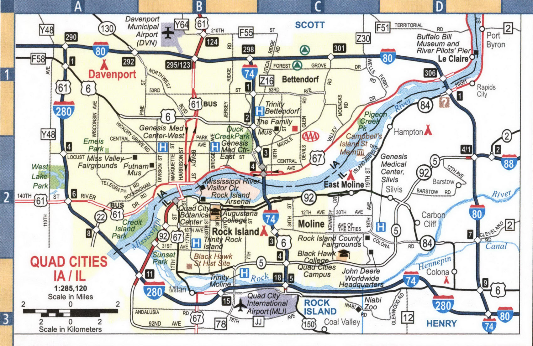 Map of Quad Cities IA/IL