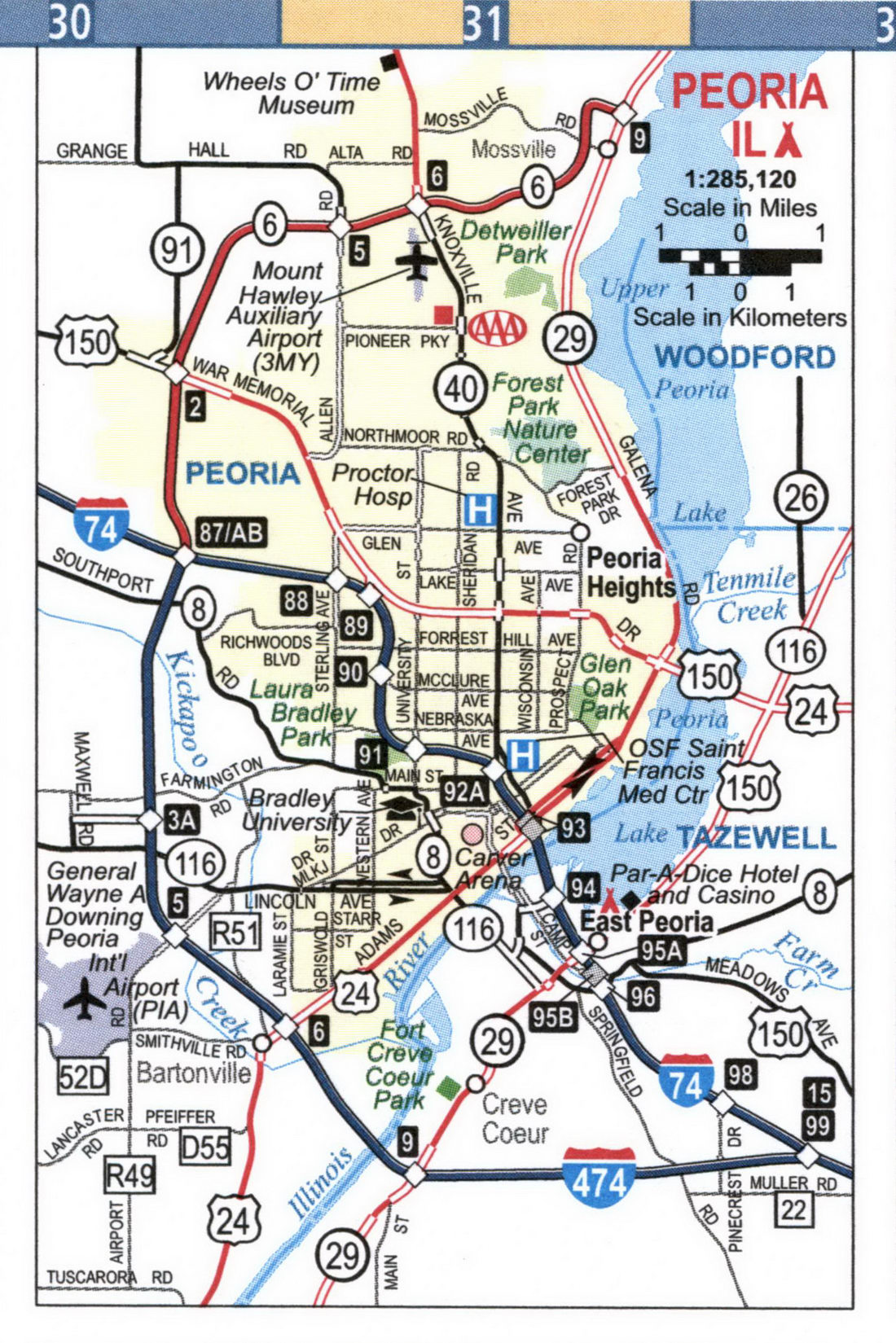 Map of Peoria IL