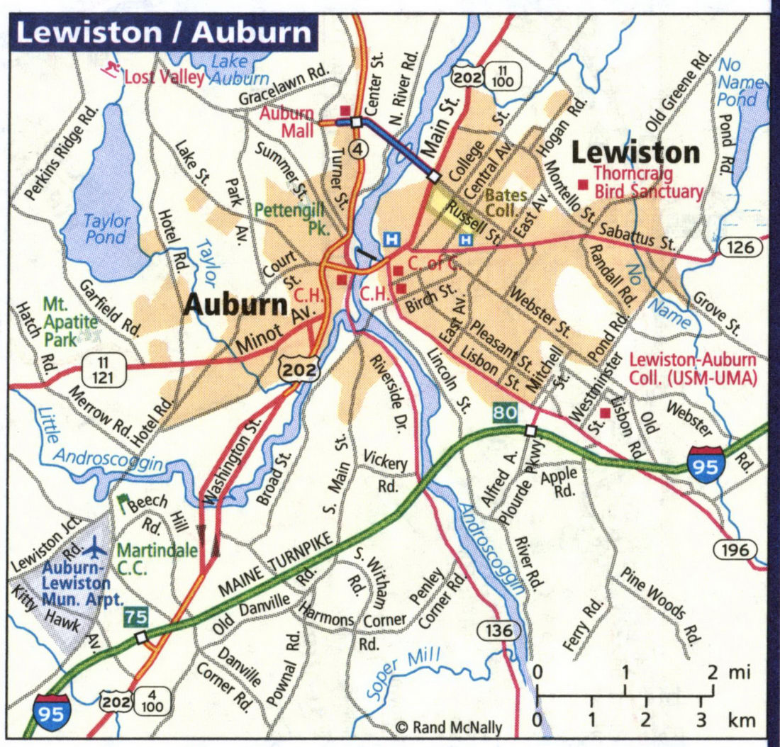 Map of Lewiston and Auburn