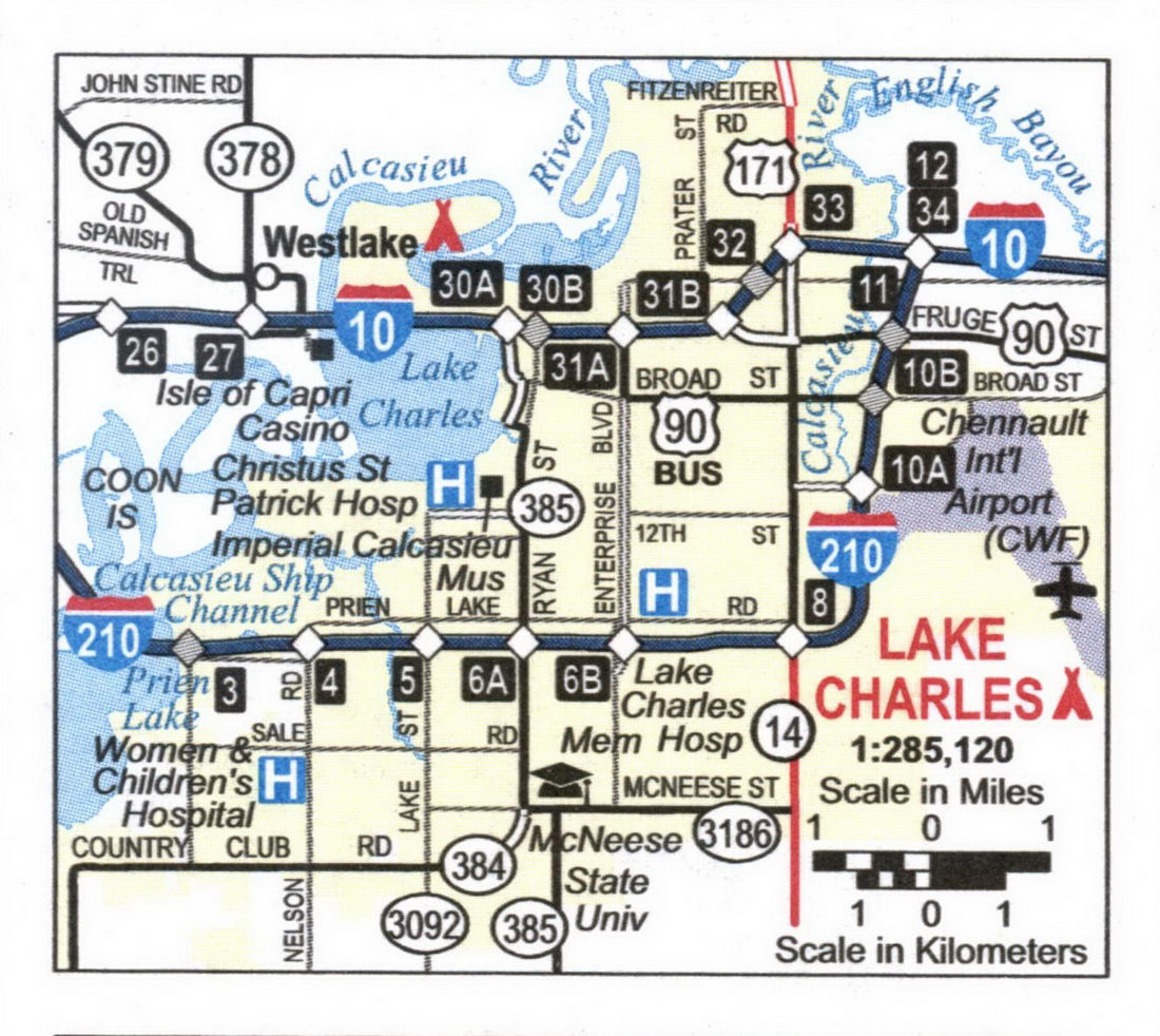 map of Lake Charles