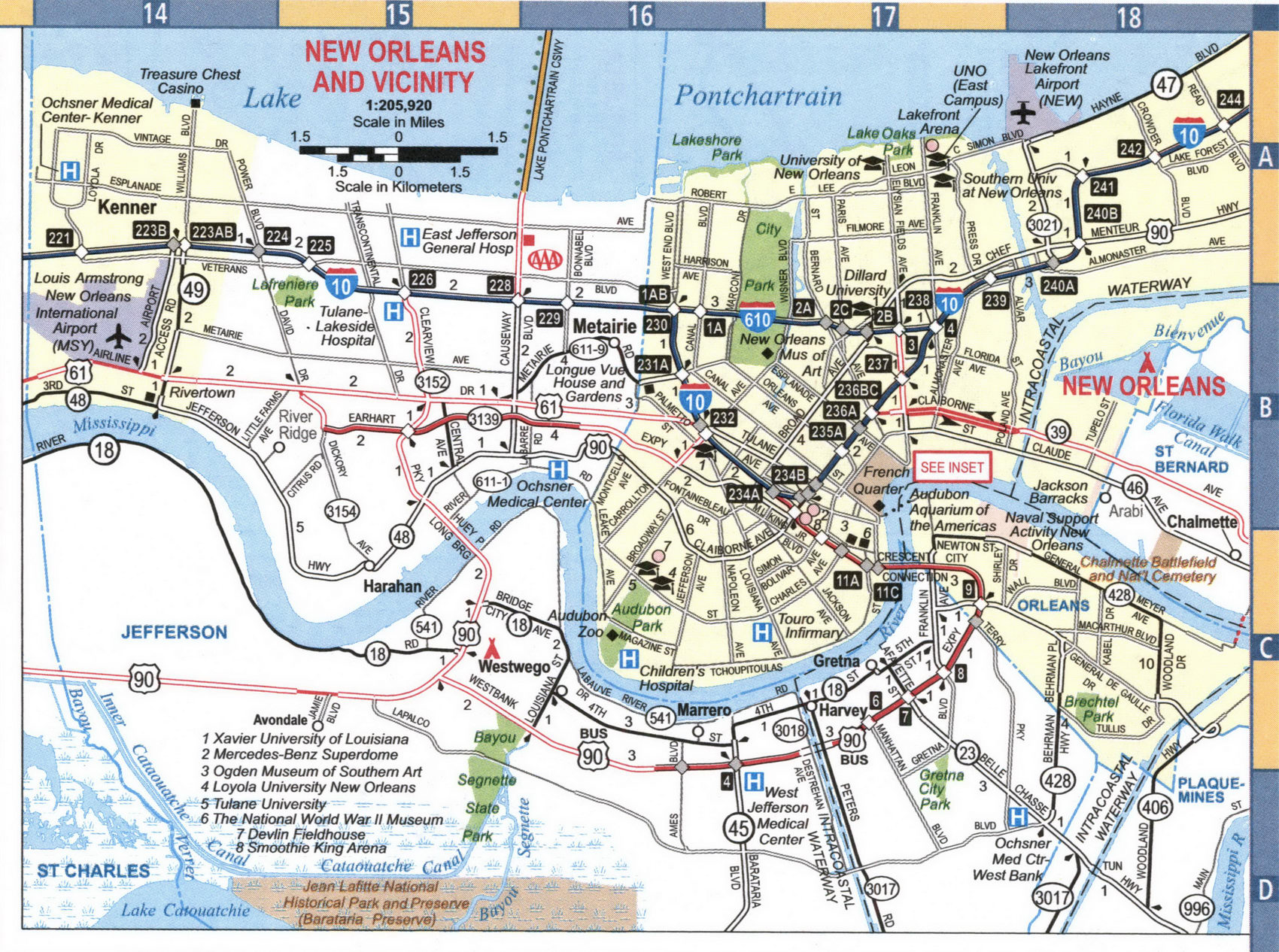 Map of New Orleans and vicinity
