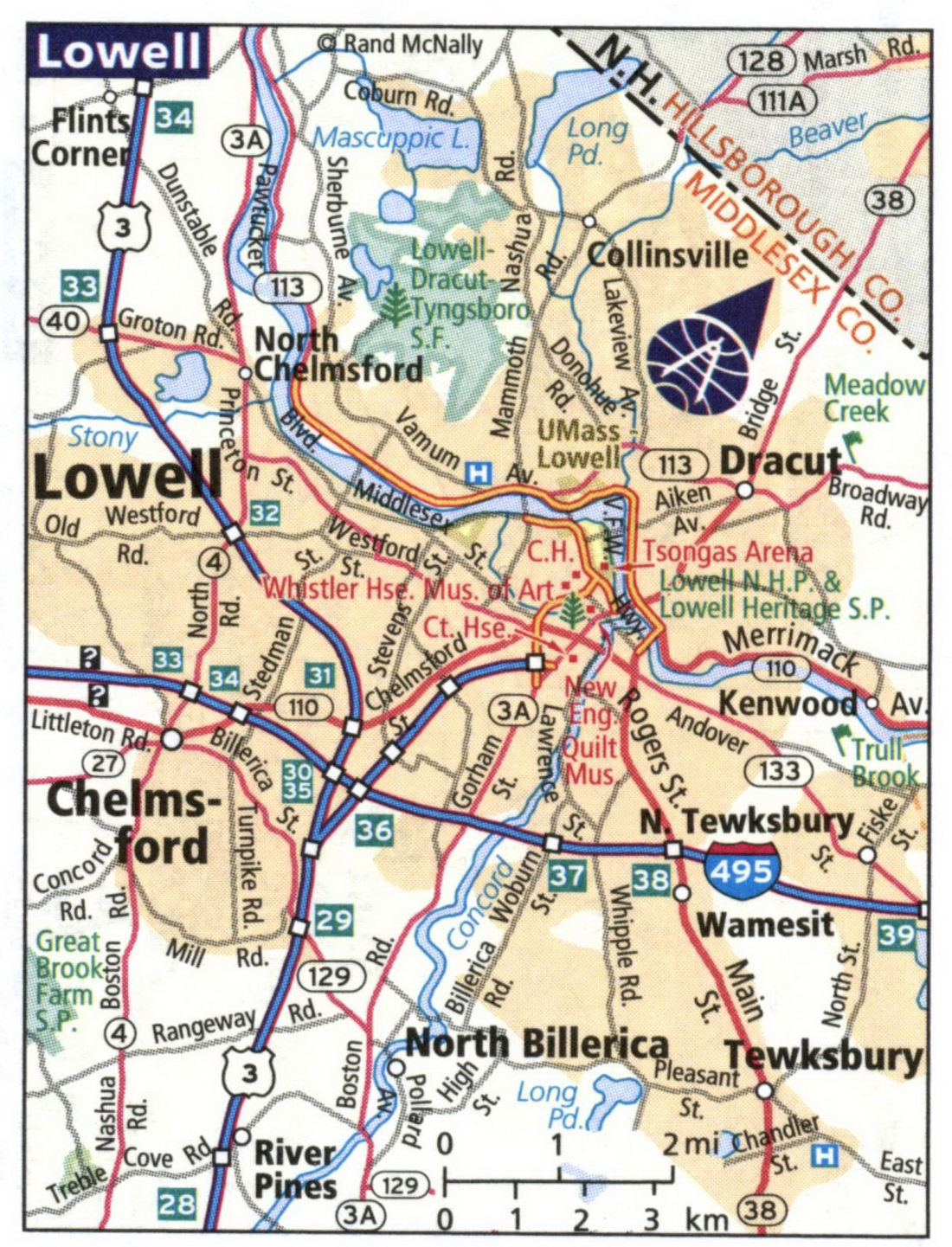 Map of Lowell