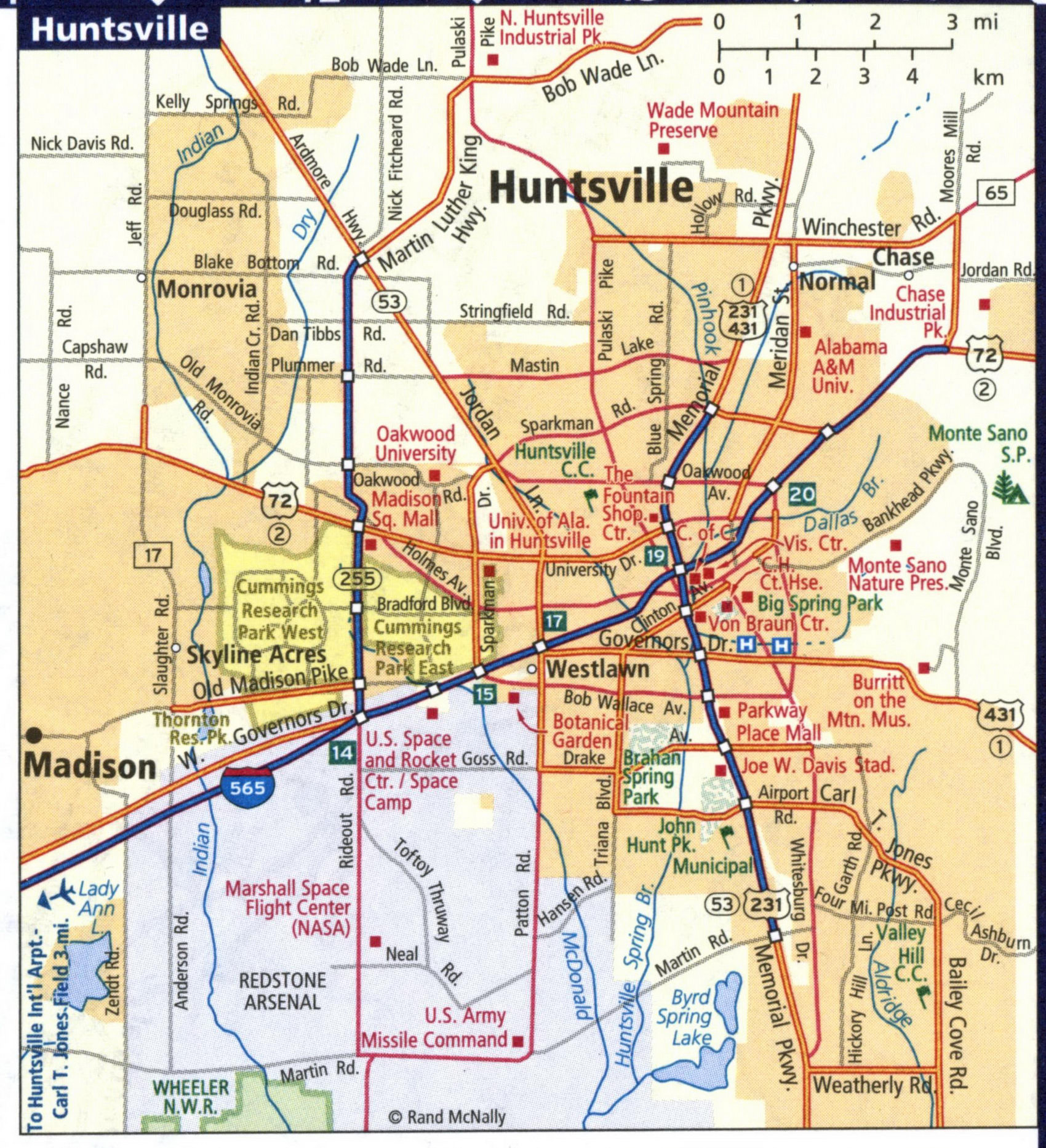 Map of Huntsville city