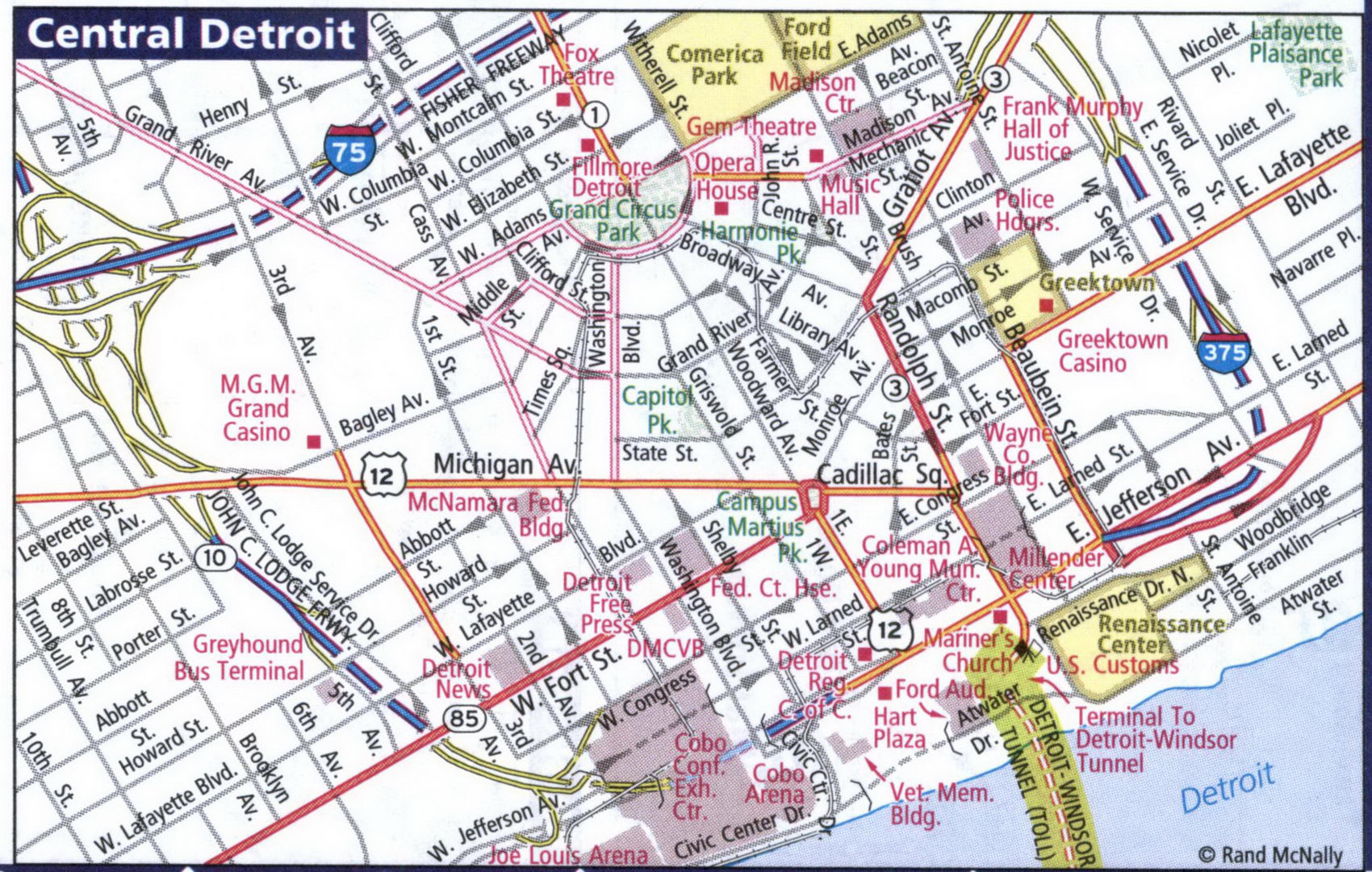 Map of Central Detroit