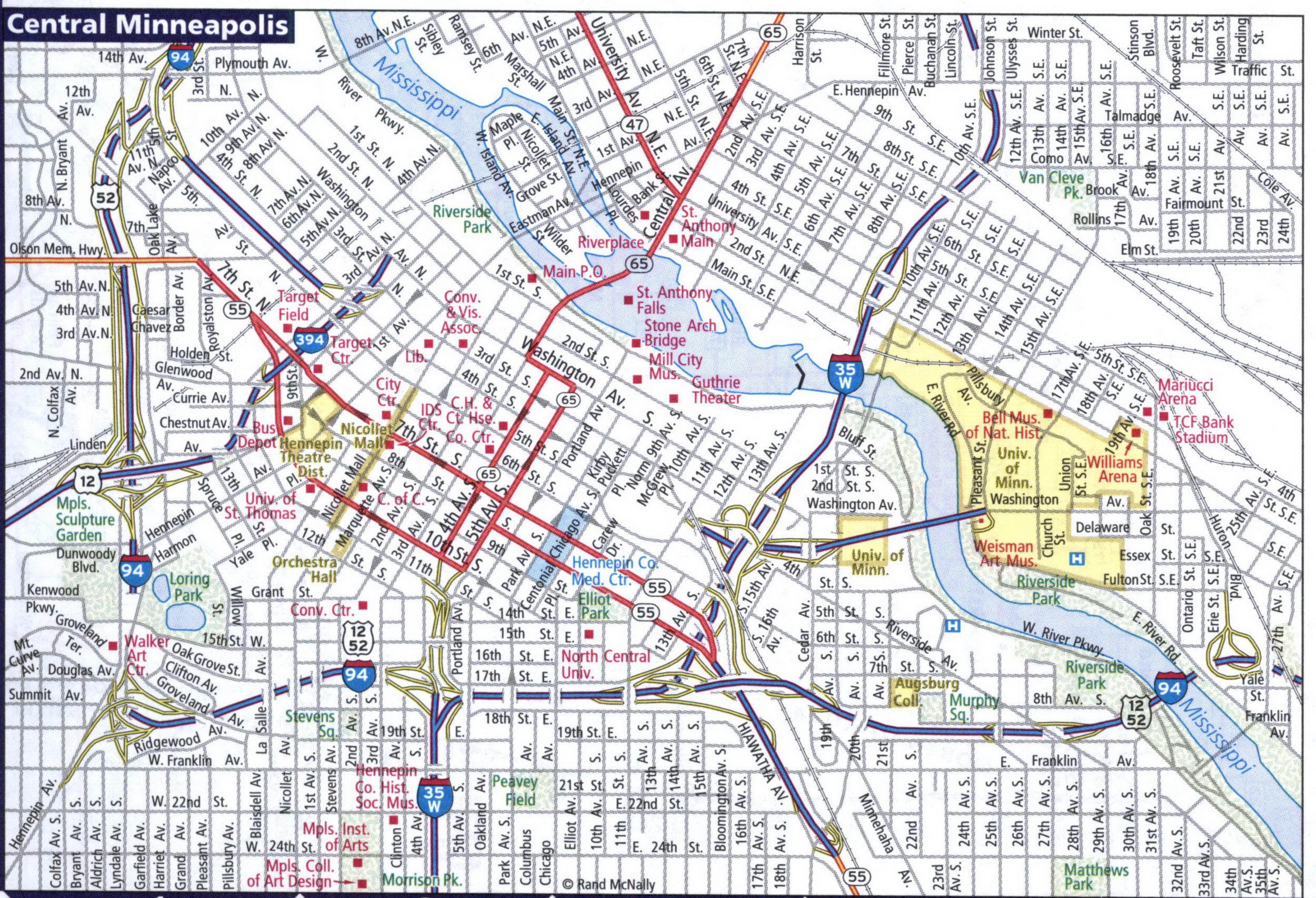 Map of Central Minneapolis, MN