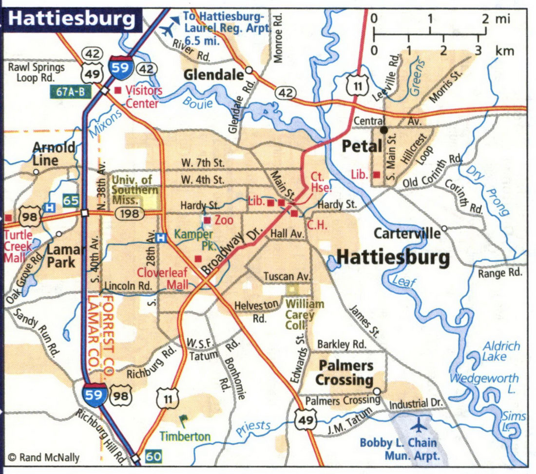 Map of Hattiesburg