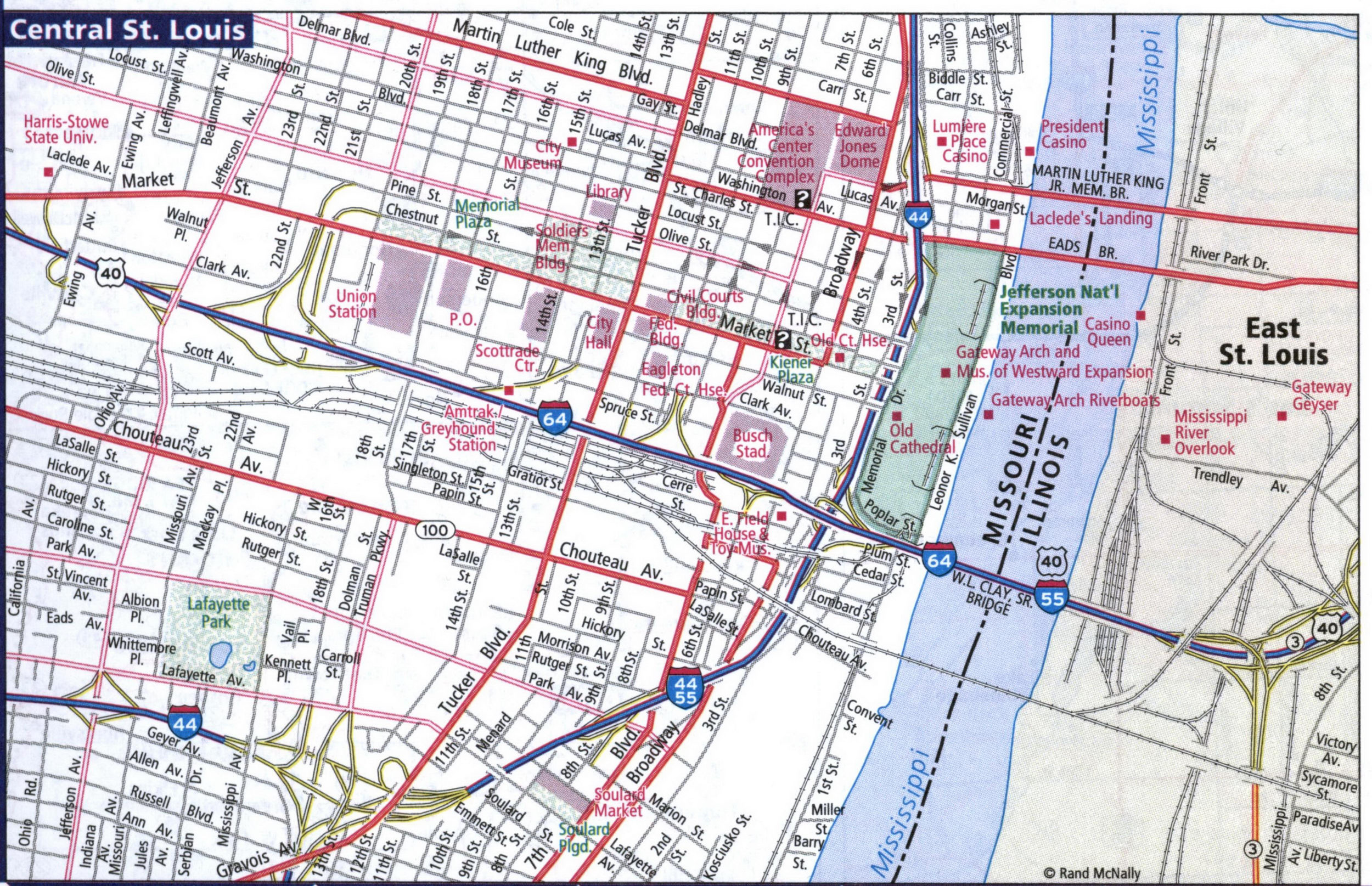 Map of Central St Louis